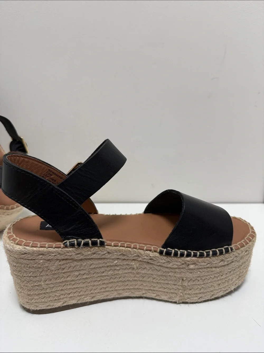 Aqua Rowan Platform Espadrille Sandals  Ankle Strap black sz 7.5